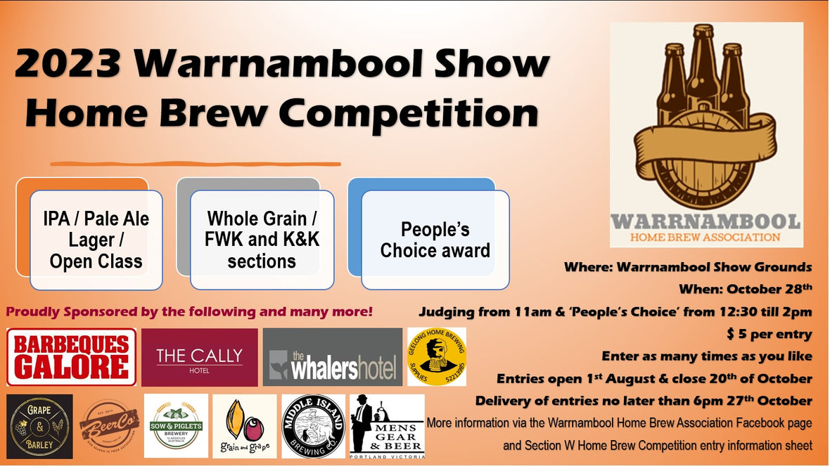 2023 Warrnambool Show Home Brew Competition | 28th October