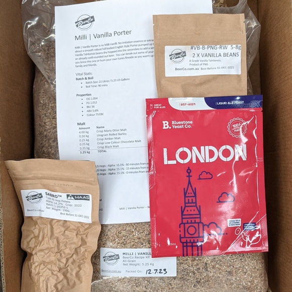 Milli | Vanilla Porter | BeerCo All Grain Brewers Recipe Kit