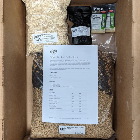 Dick | Dry Irish Coffee Stout | BeerCo All Grain Brewers Recipe Kit