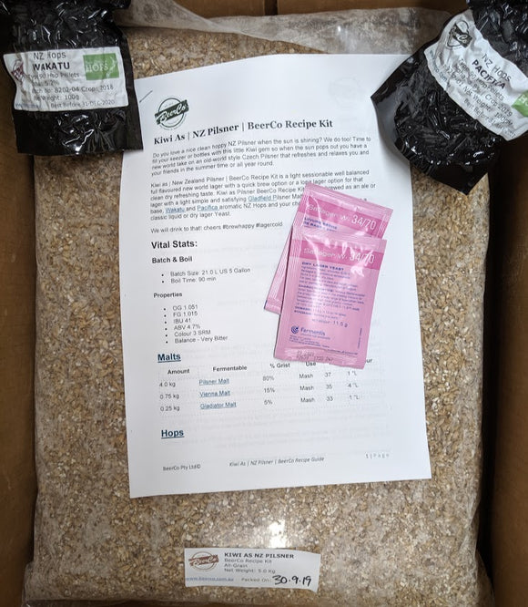 Kiwi As | New Zealand Pilsner | BeerCo All Grain Brewers Recipe Kit