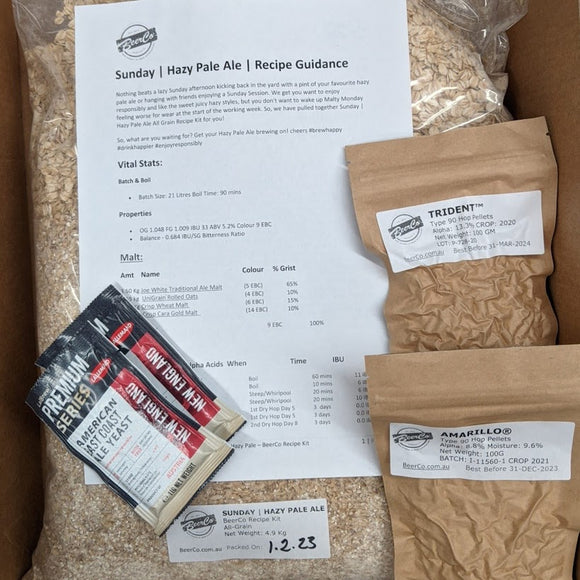 Sunday | Hazy Pale Ale | BeerCo All Grain Brewers Recipe Kit