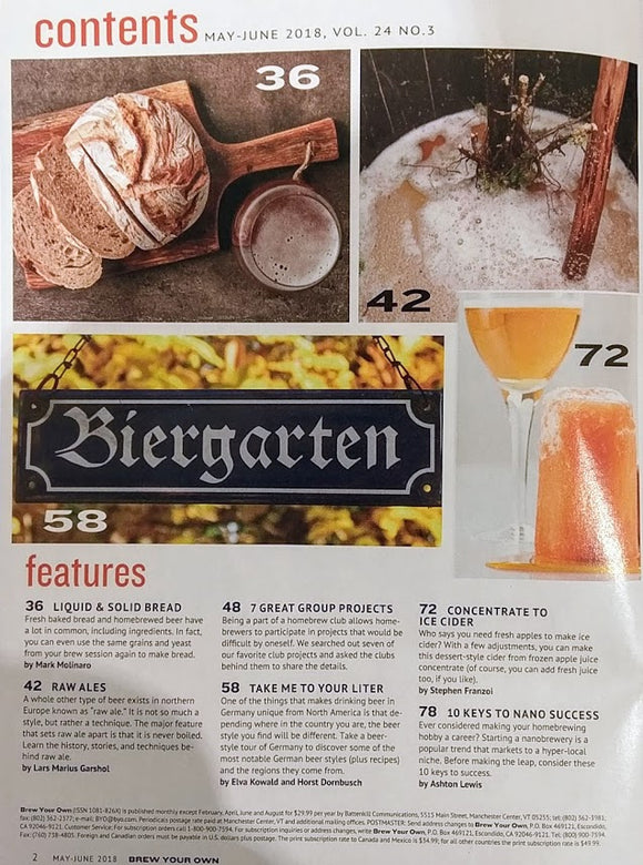 BYO May June 2018 Vol 24 No 3 Contents Page