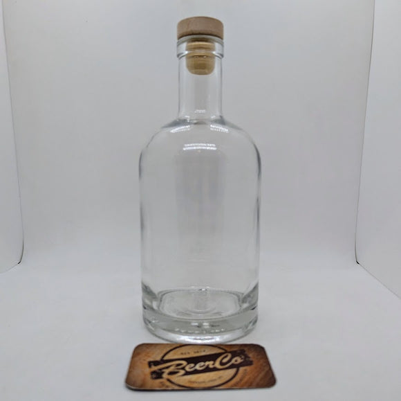 6 X 700mL Apollo Crystal Flint Glass Spirit Bottles with Beechwood Cork Stoppers