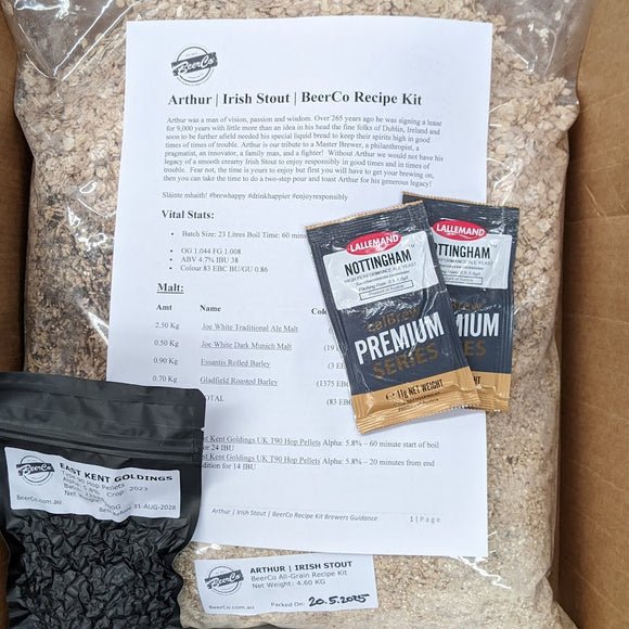 Arthur | Irish Stout | BeerCo All Grain Brewers Recipe Kit