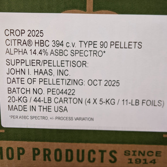 Crop 2025 Citra US T90 Hop Pellets