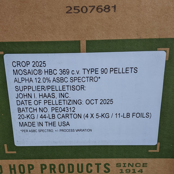 Crop 2025 Mosaic US T90 Hop Pellets