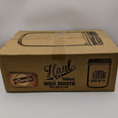 Cardboard box with 'Haul' branding and jar illustration on a white background