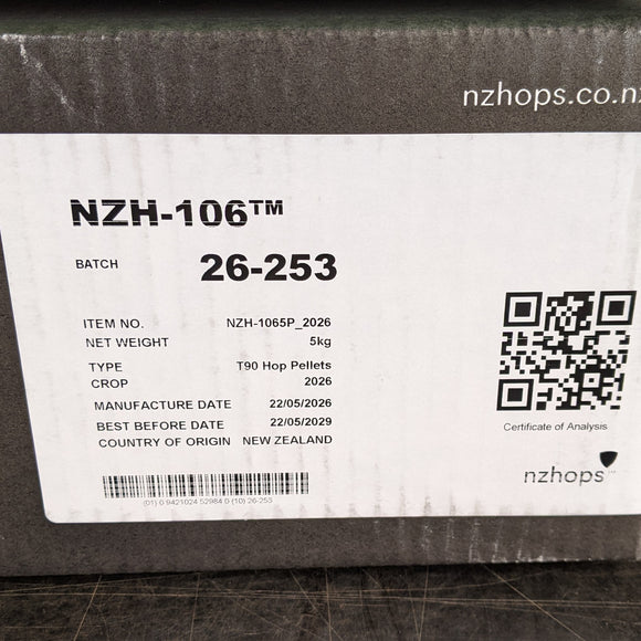 NZH-106 NZ T90 Hop Pellets 5Kg Crop 2026