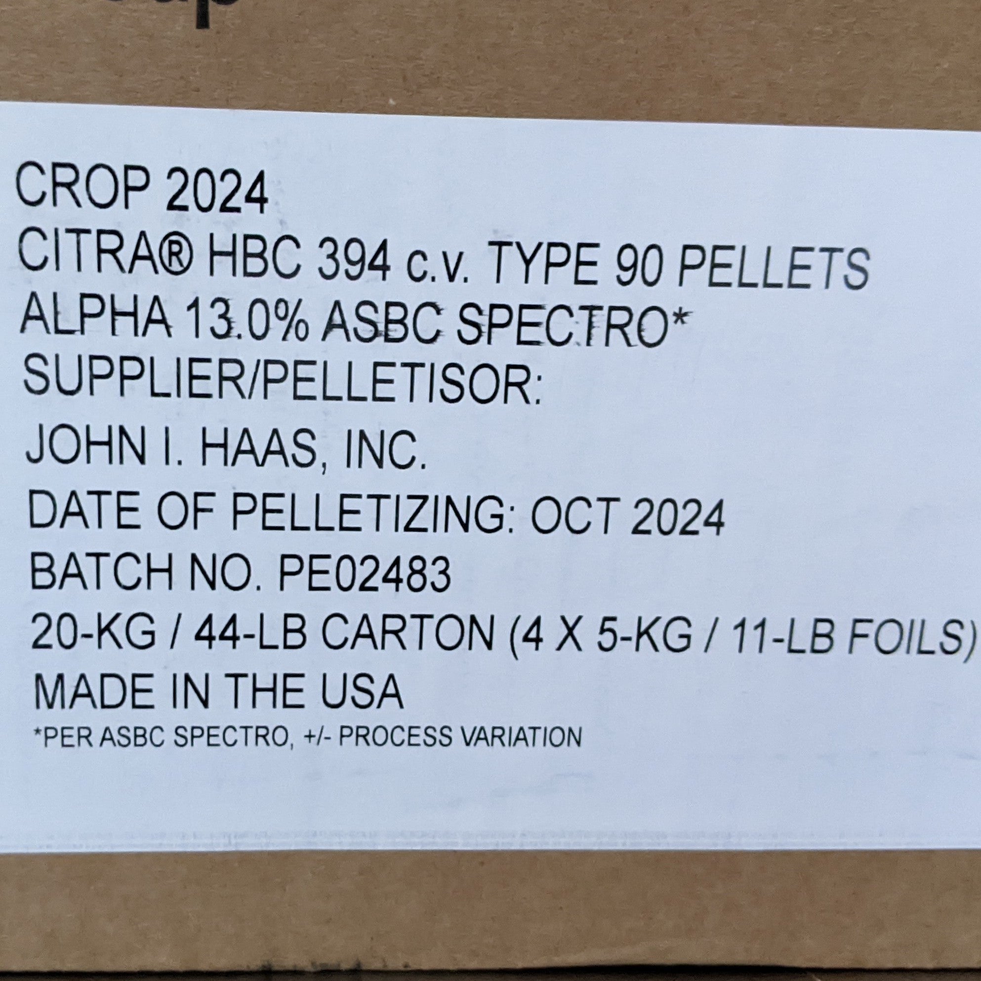 Citra® Brand HBC 394 US Hops