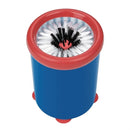 Blue and red cleaning brush with bristle head on a white background