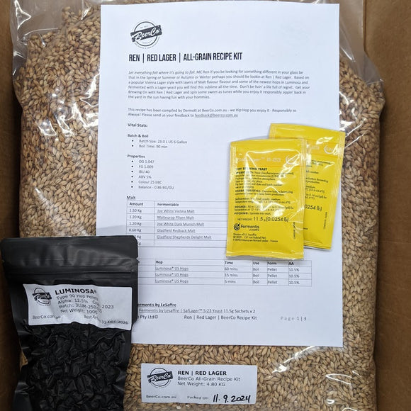 Ren | Red Lager | BeerCo All Grain Brewers Recipe Kit