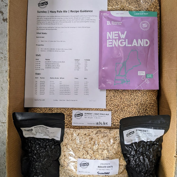 Sunday | Hazy Pale Ale | BeerCo All Grain Brewers Recipe Kit
