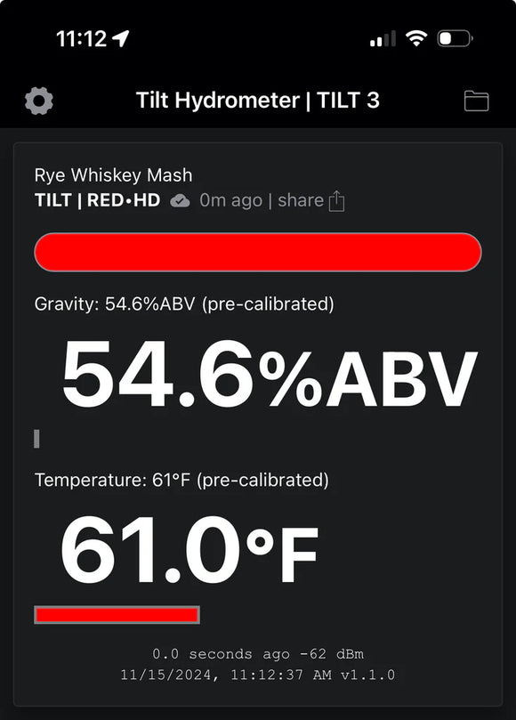 TILT® SPIRITS | Wireless Hydrometer Measuring Alcohol Percentage (20-100% ABV)