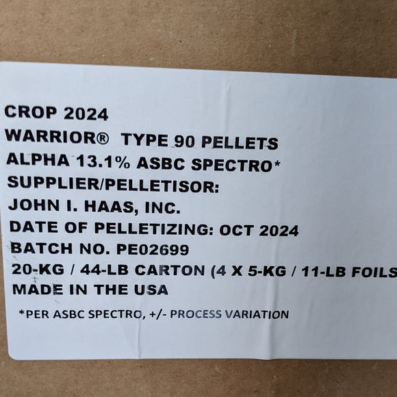 Warrior US T90 Hop Pellets 5Kg Crop 2024