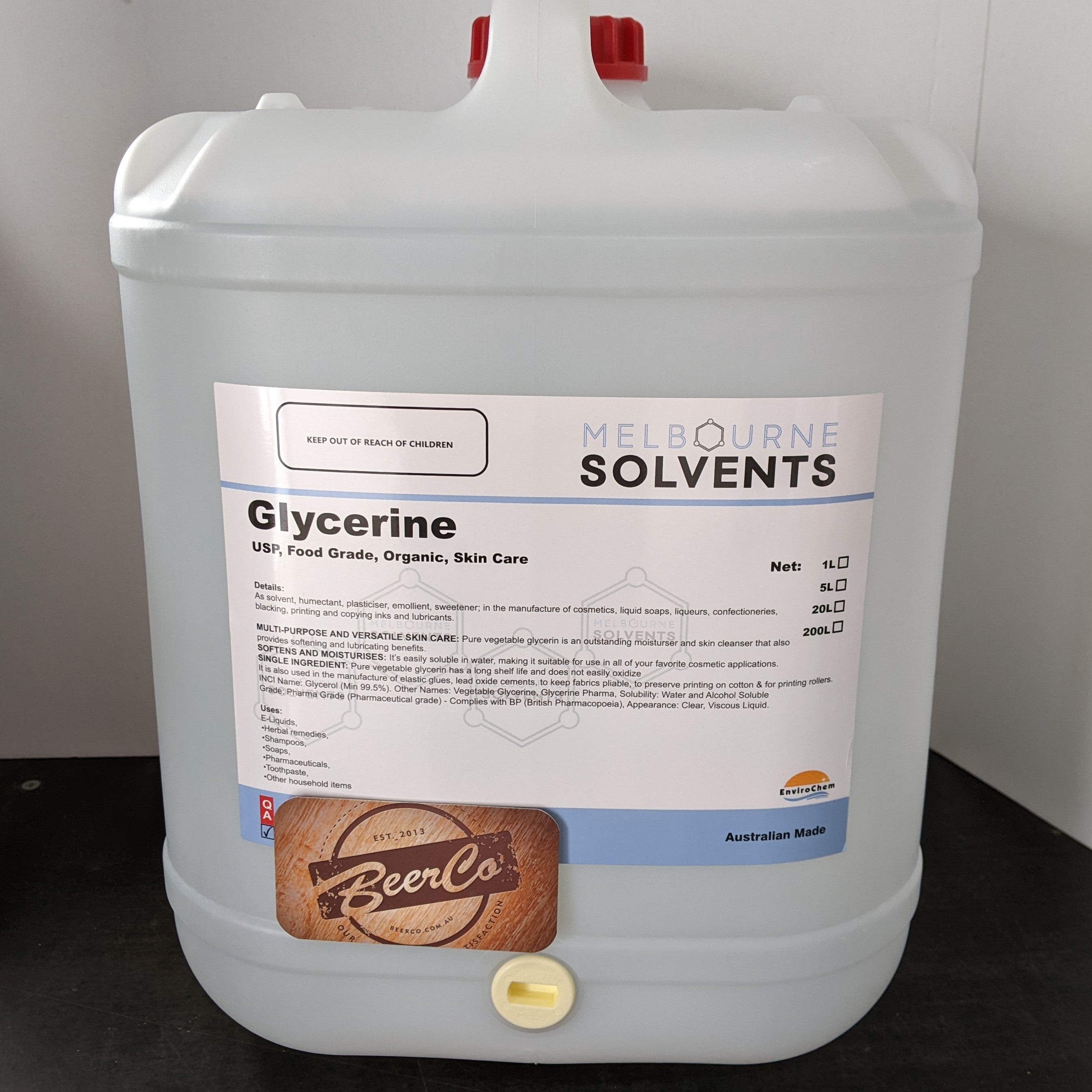 Glycerine | Organic | Pure Vegetable | 100% Food Grade | BeerCo.com.au