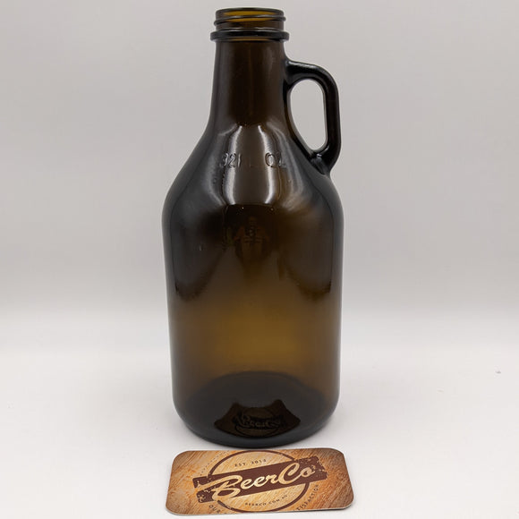 946mL 32oz Amber Glass Squealer Bottle With 38mm 400 Screw Neck
