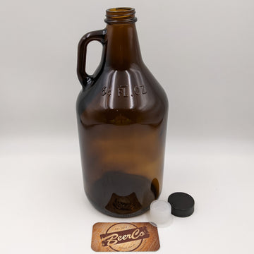 1.89L 64oz Amber Glass Growler Bottle With 38mm 400 Screw Neck