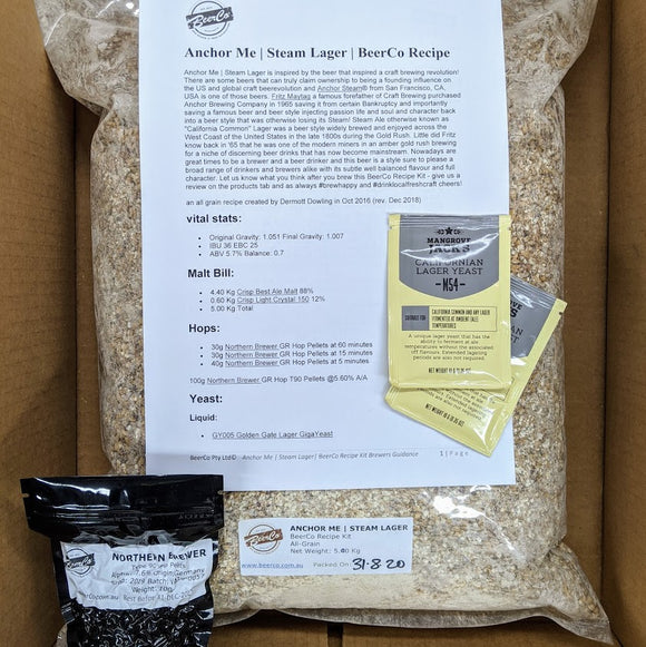 Anchor Me | Steam Lager | BeerCo All Grain Brewers Recipe Kit