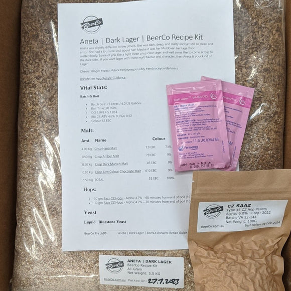 Aneta | Dark Lager | BeerCo All Grain Brewers Recipe Kit