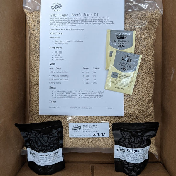 Billy | Lager | BeerCo All Grain Brewers Recipe Kit