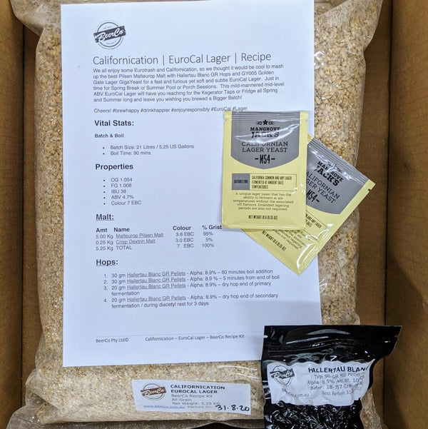Californication | EuroCal Lager | BeerCo All Grain Brewers Recipe Kit