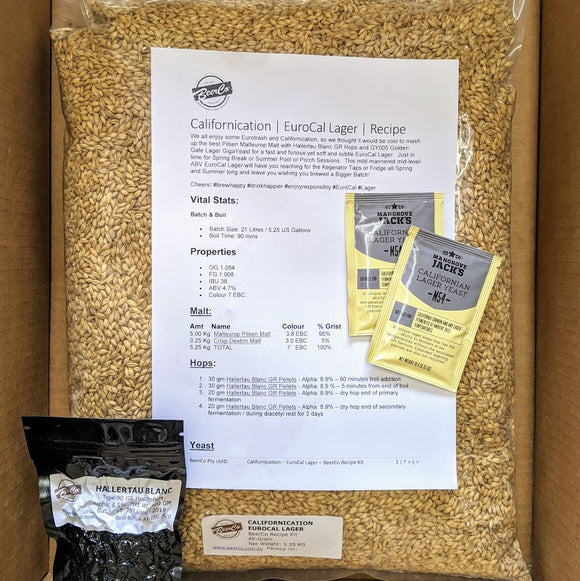 Californication | EuroCal Lager | BeerCo All Grain Brewers Recipe Kit