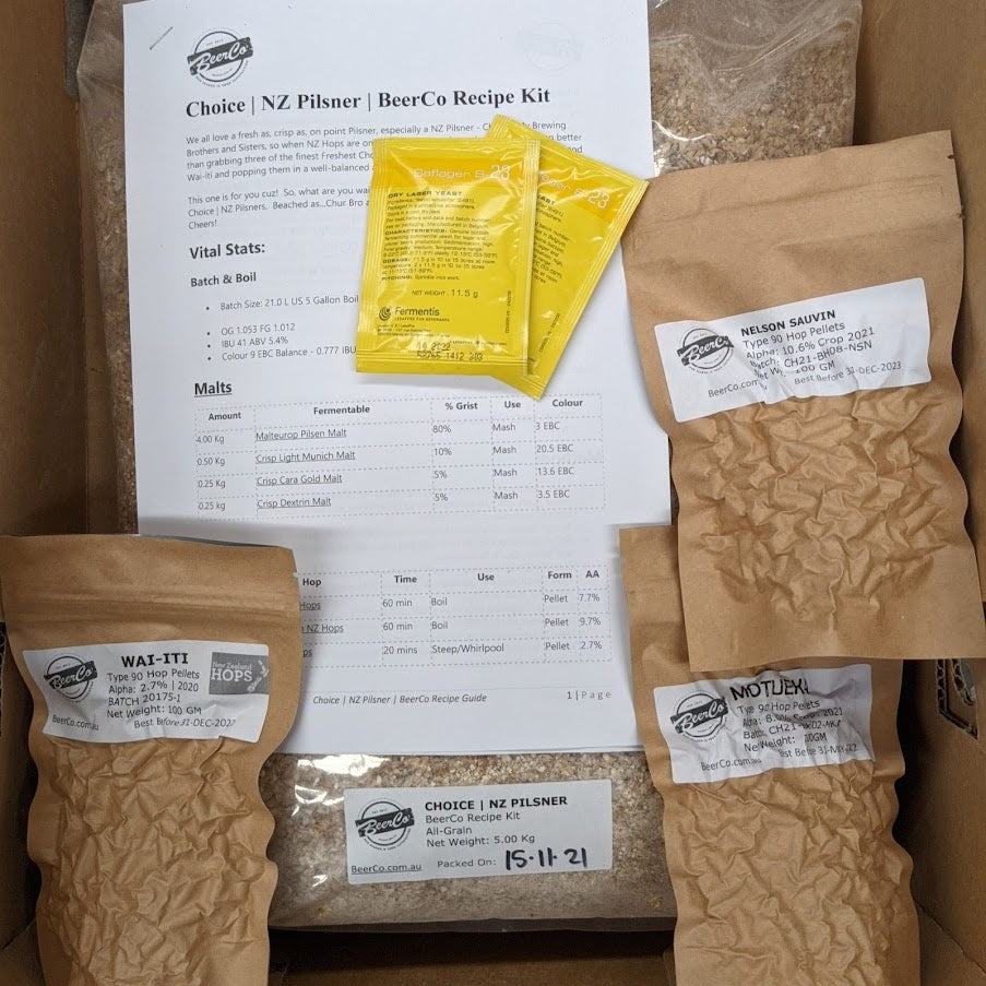 Choice | New Zealand Pilsner | BeerCo All Grain Brewers Recipe Kit - 0