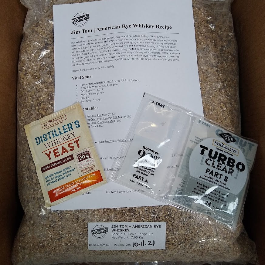 Jim Tom | American Rye Whiskey Distillers Recipe Kit | BeerCo.com.au