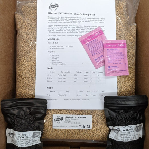 Kiwi As | New Zealand Pilsner | BeerCo All Grain Brewers Recipe Kit