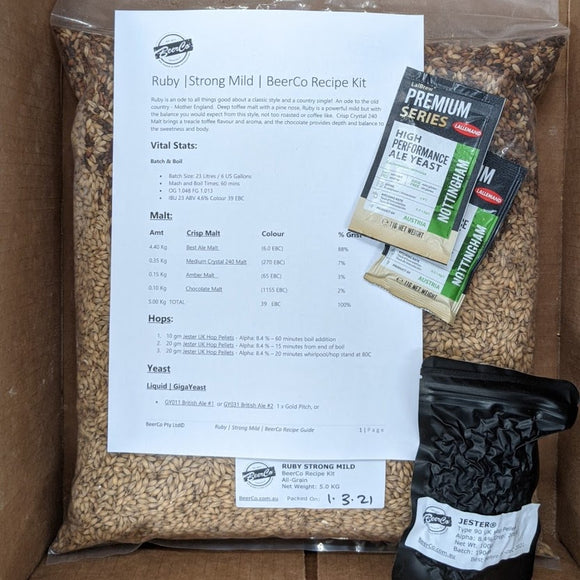 Ruby | Strong Mild | BeerCo All Grain Brewers Recipe Kit