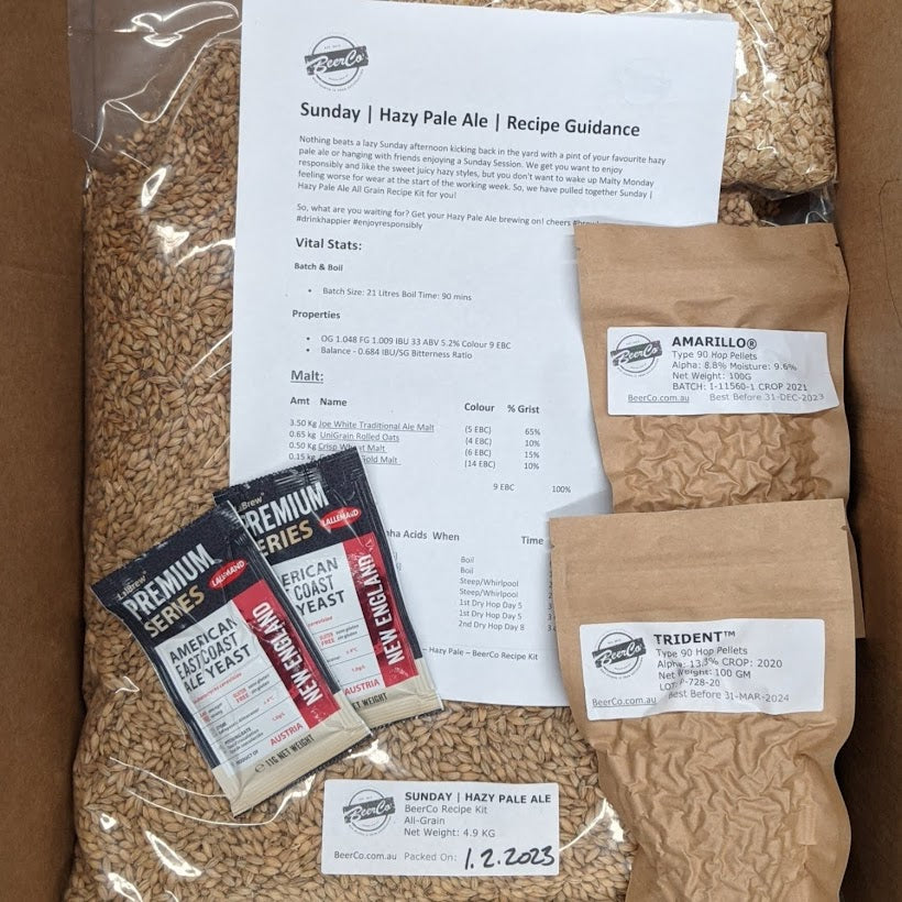 Sunday | Hazy Pale Ale | BeerCo All Grain Brewers Recipe Kit