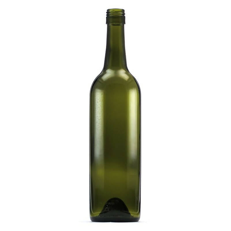 750ml Antique Green Glass Premium Claret Bottle With 30mm x 60mm BVS Neck (Bulk Pallet)