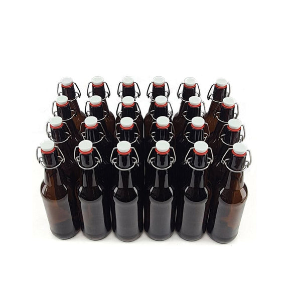 500mL Glass Amber Swing Cap Bottles - 24 X 500mL Carton