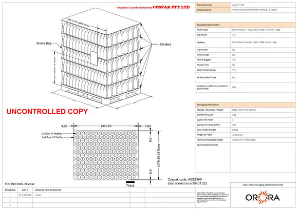 700ml Crystal Flint Glass Apollo Bottle With 33-400 Continuous Thread Neck (Bulk Pallet - 940 Bottles)