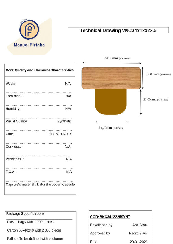1000 x Altop Beechwood Stopper Synthetic Shank (21mm)